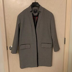 Express Faux Leather Trimmed Houndstooth Jacket - Size S